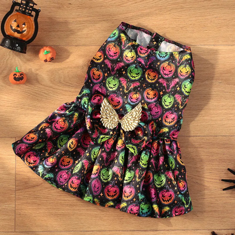 Angel wings Halloween costume for dogs in bright pumpkin orange with wing design
