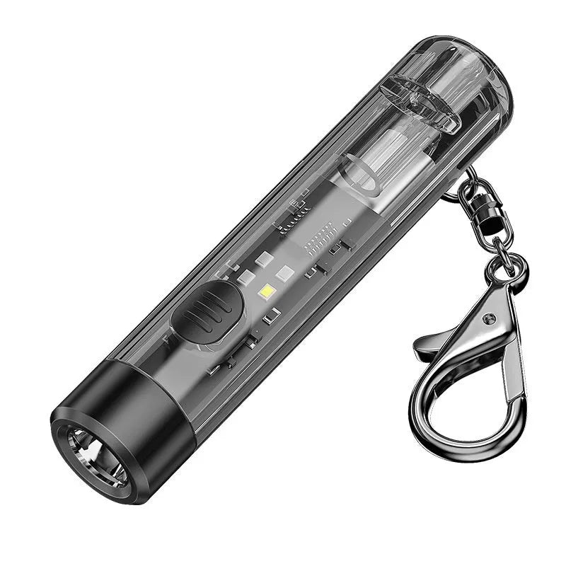 Portable outdoor flashlight 1W LED USB rechargeable black plastic body with built-in battery