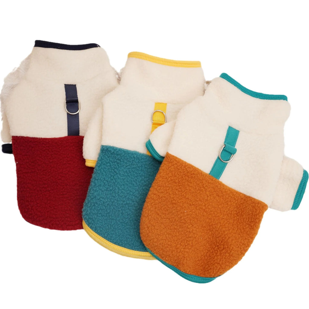 Pet autumn winter berber fleece thickened sweatshirt in caramel colour on a dog