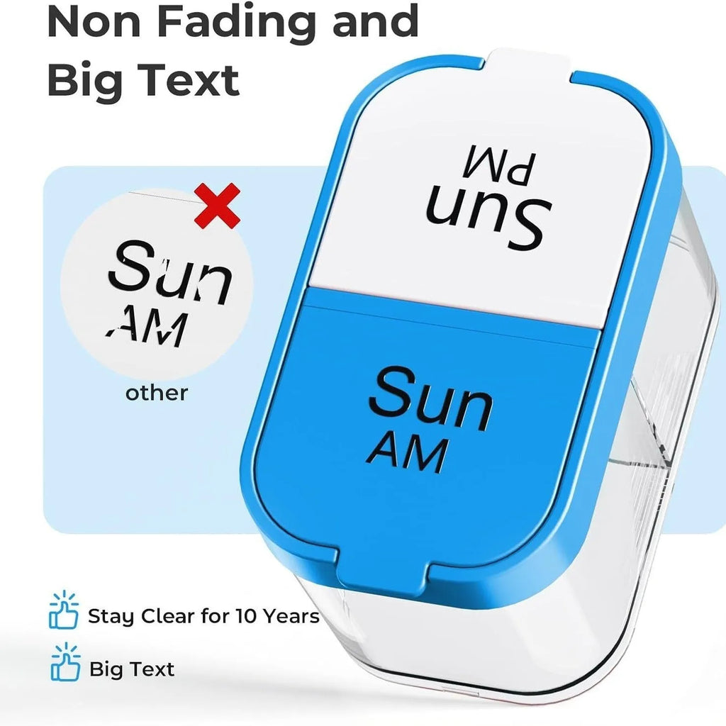 Amazon extra large pill dispenser with 14 removable compartments in white or rainbow colour