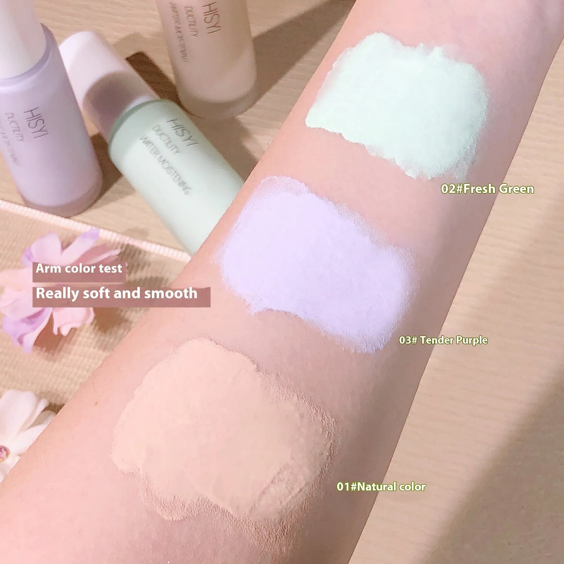 HISYI silky clear makeup primer in three specifications - 01, 02, and 03 colour options