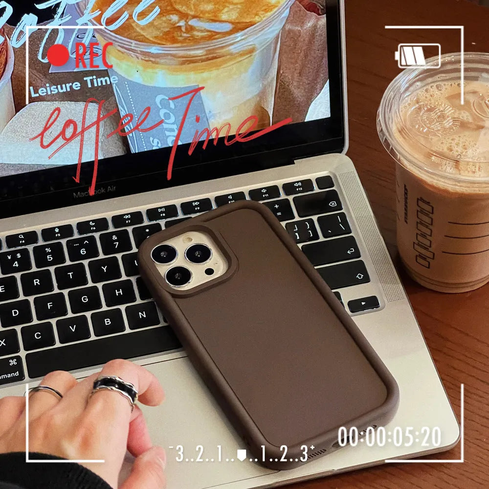Frosted skin-feel silicone phone case in black for Apple iPhone, full-cover TPU design with camera cutout