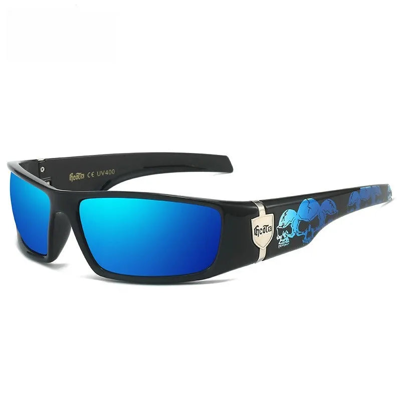 Bandit style West Coast hip hop polarized sunglasses with box frame in multiple colours