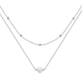 S925 sterling silver double layer pearl necklace with geometric pendant in gold colour