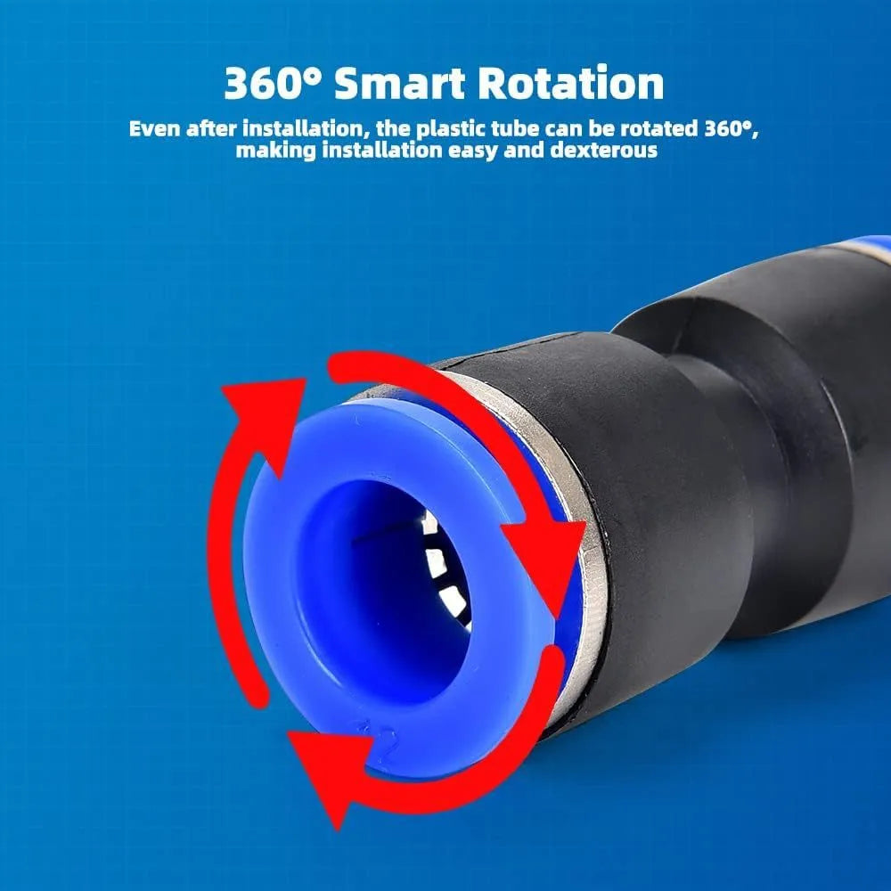60-piece pneumatic push-in connector kit with R1/4 and R1/2 interfaces