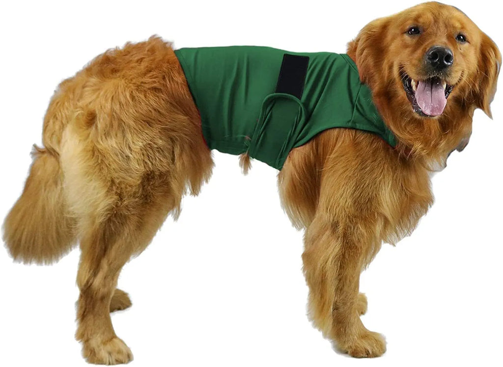 Dog wearing anxiety relief tank top in brocade cotton fabric
