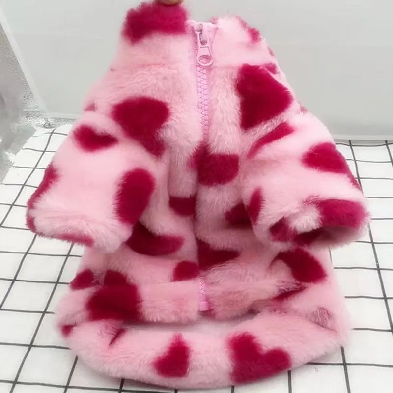 Plush polyester warm coat for small dog breeds in British style design