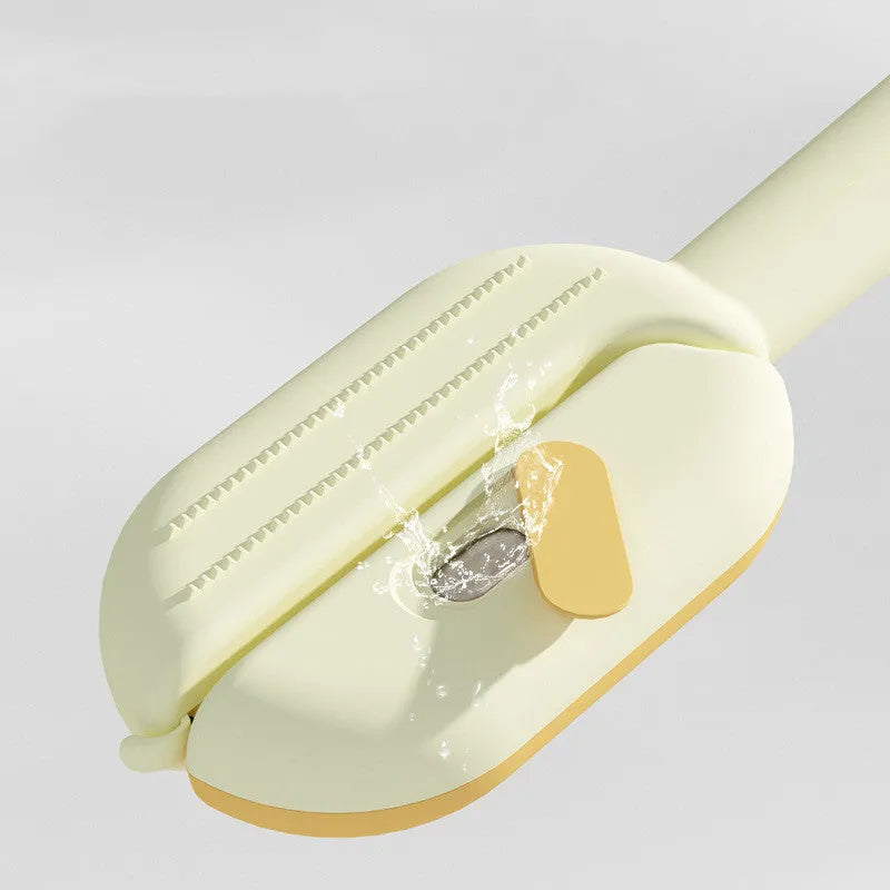 Pet grooming comb with water tank cleaning system for dog and cat floating hair removal