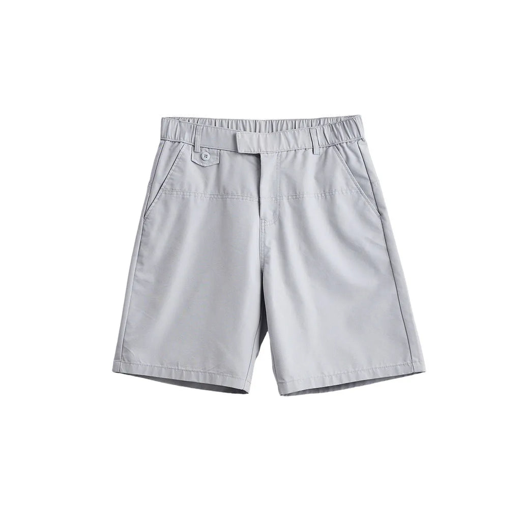 Men's casual cotton blend loose fit summer shorts in light blue, side view, on a plain background