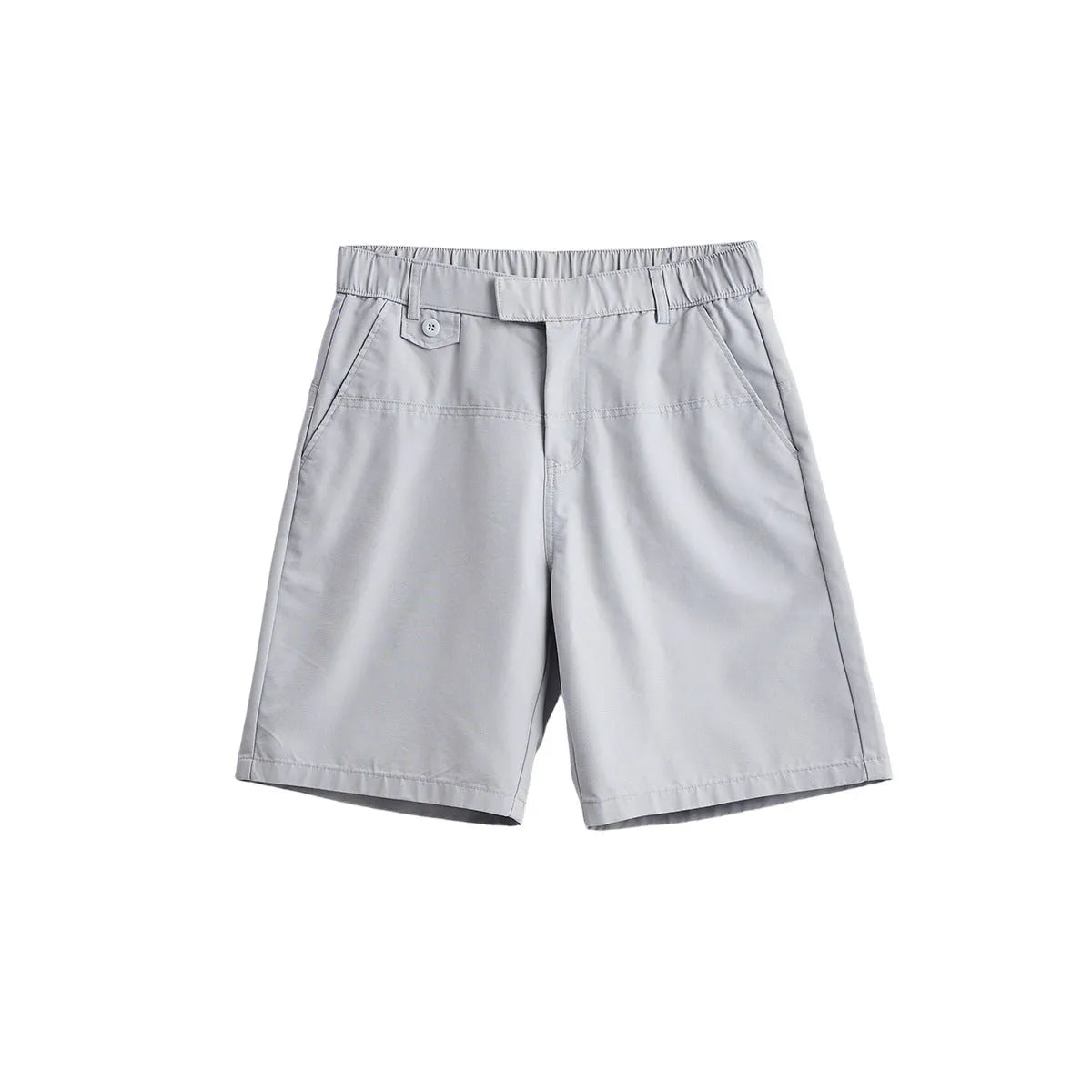 Men's casual cotton blend loose fit summer shorts in light blue, side view, on a plain background