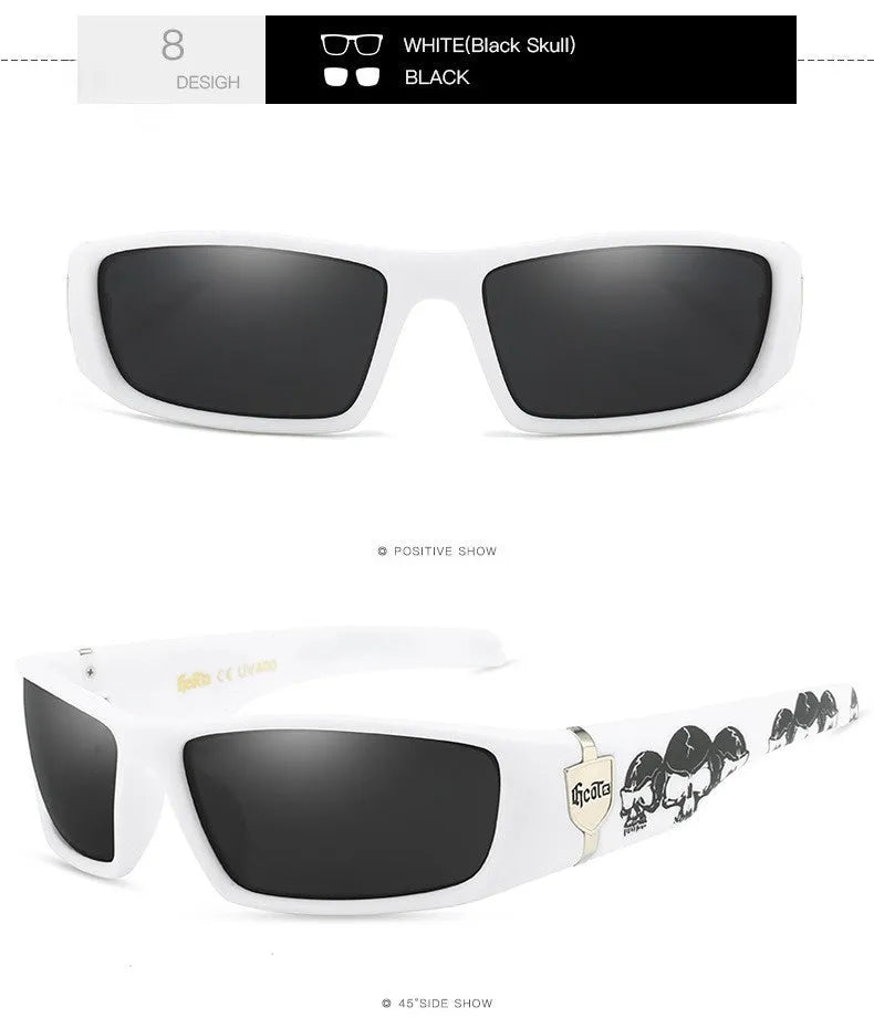 Bandit style West Coast hip hop polarized sunglasses with box frame in multiple colours