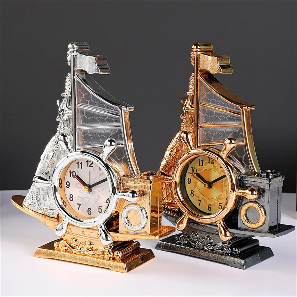 Fashion bedroom clock creative home decor plastic alarm clock in gold or silver colour compact size