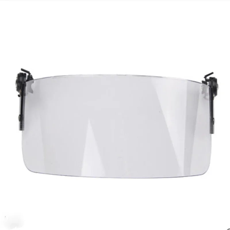 Transparent PC helmet face mask with guide rail mount 30x15cm semi-rimless design