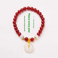 Natural jinsi jade bracelet with safety buckle and 6mm peace clasp beads in Chinese style