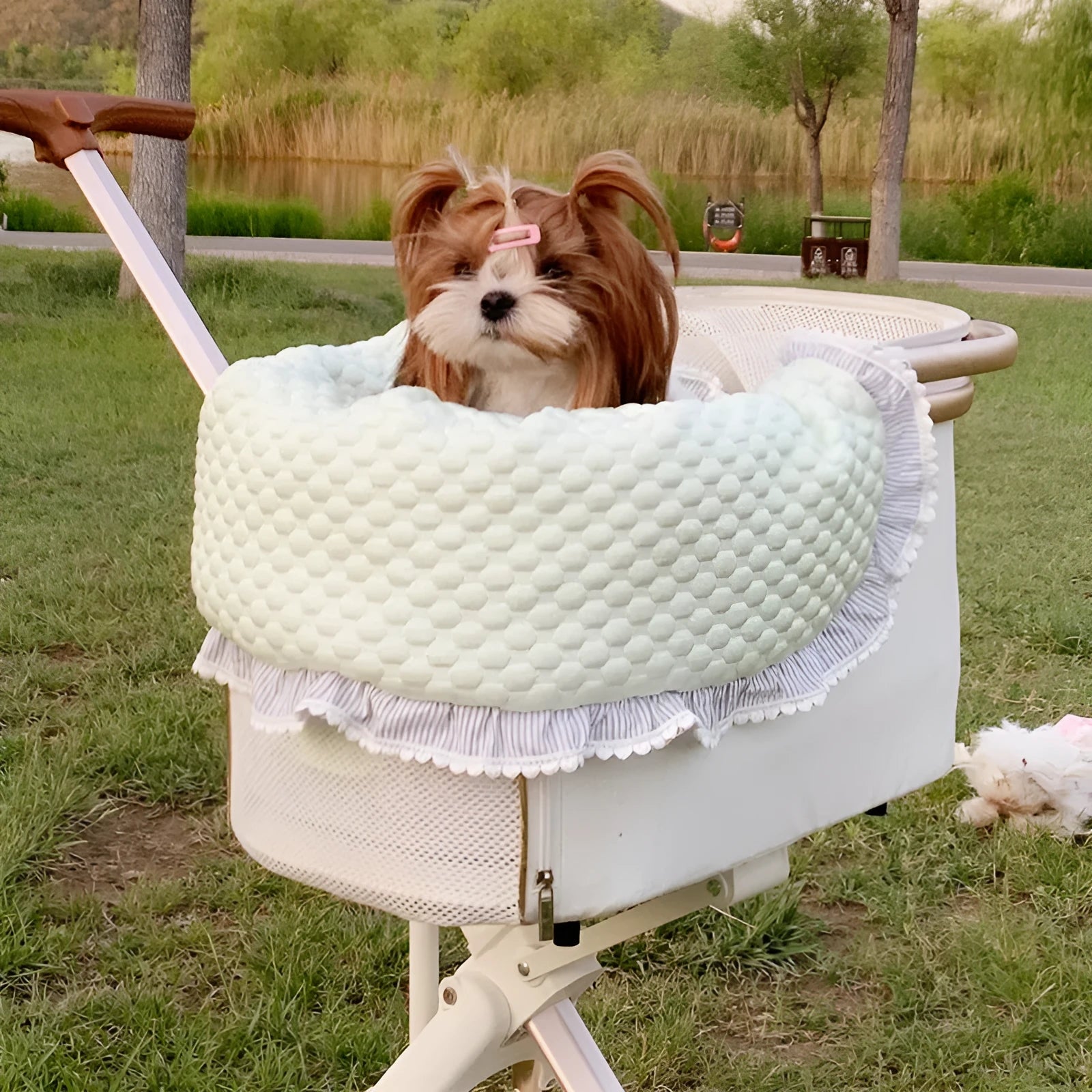 Pet stroller cotton anti-dirty towel, cushion, and pillow set in floral pattern