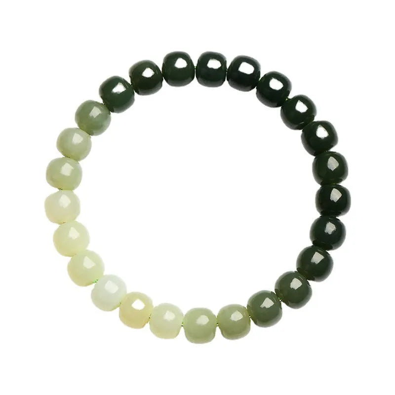 Natural Hetian jade bracelet with gradient water colour beads in two size options