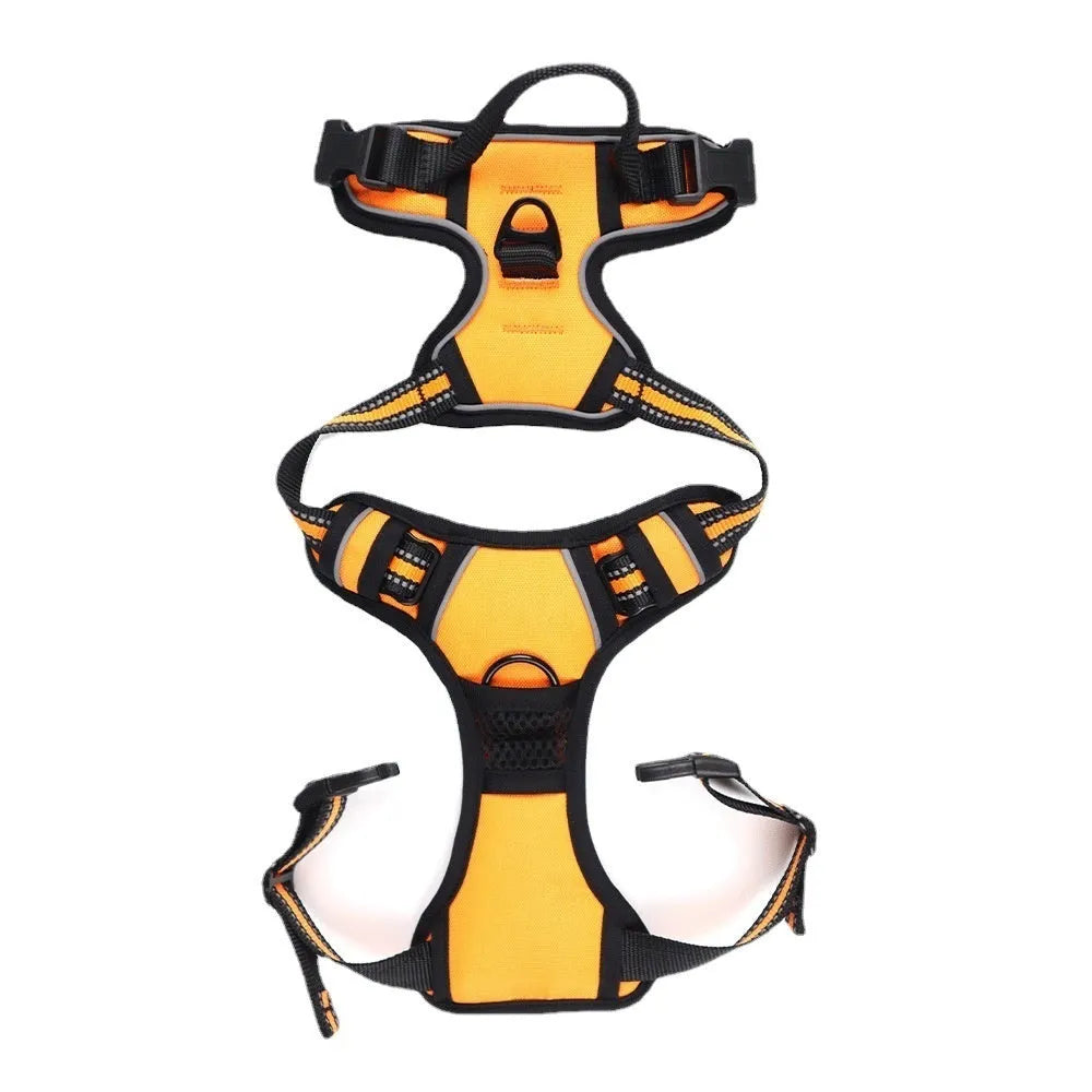 Adjustable Oxford cloth dog chest strap harness in multiple colours with chain ring for lead attachment