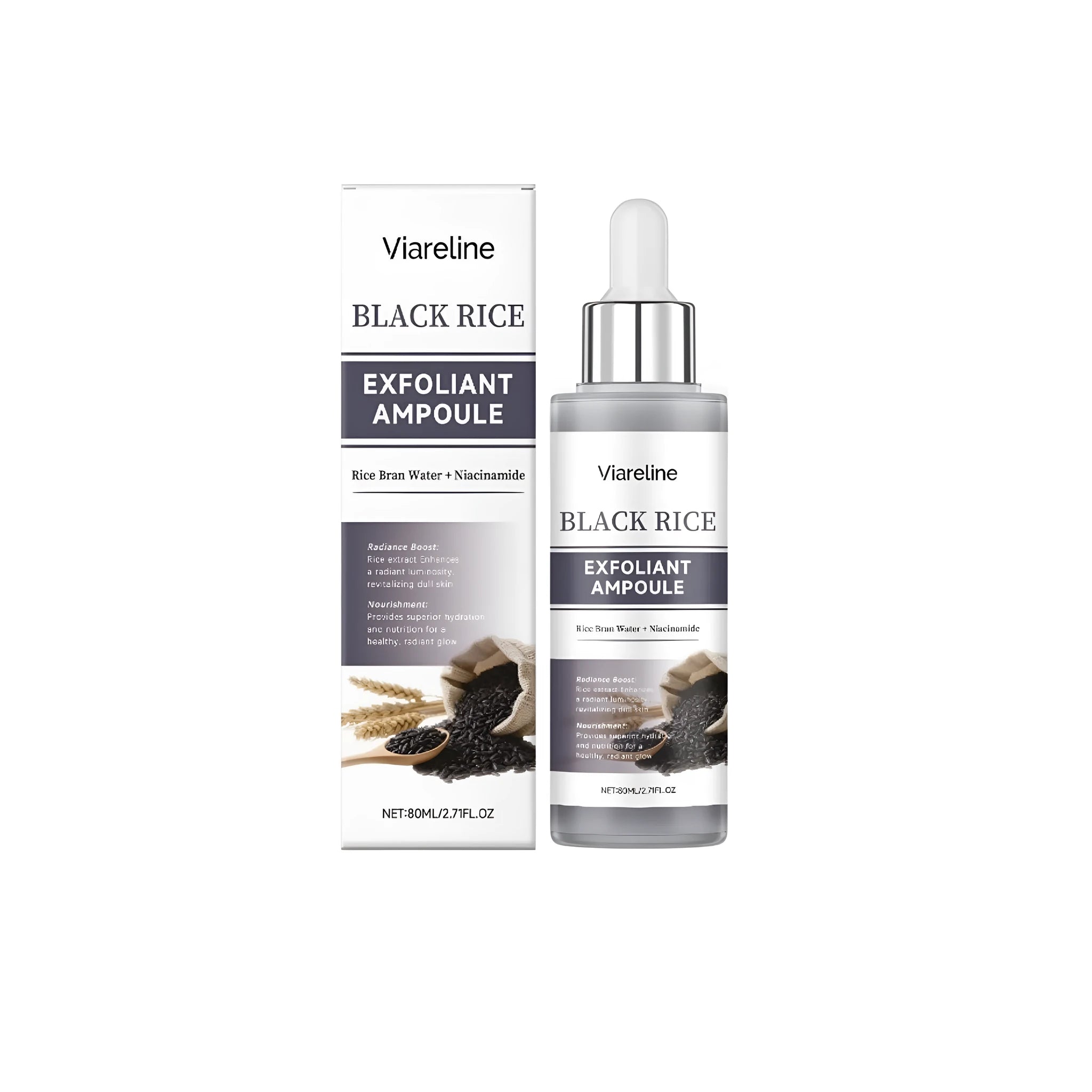 Black Rice Exfoliating Liquid bottle, 80ml capacity, for facial skincare
