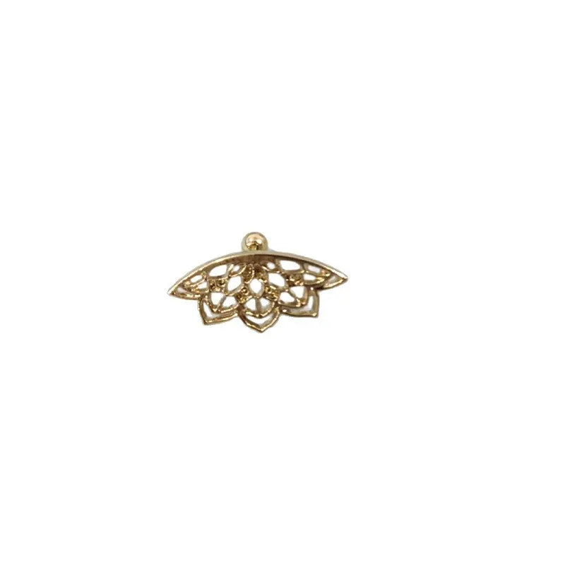 Geometric spider web mesh design stud earrings in electroplated gold and silver metal