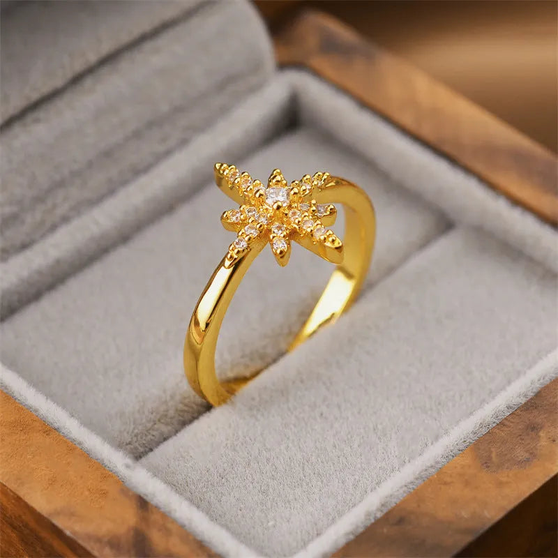 Gold electroplated copper open band ring with geometric shape, Korean fashion jewellery