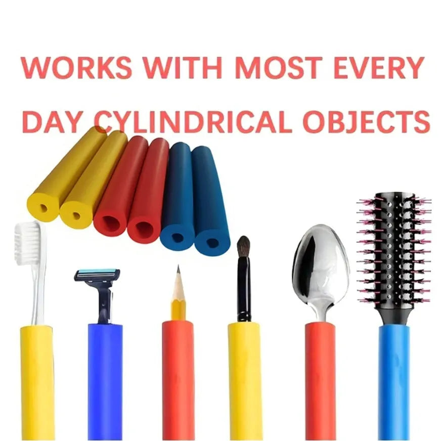 Pack of black rubber grip hose sleeves for pen and cutlery handles.