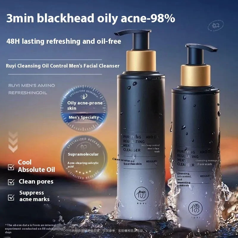 Men's facial cleanser 150ml bottle for oil control blackhead removal and acne treatment