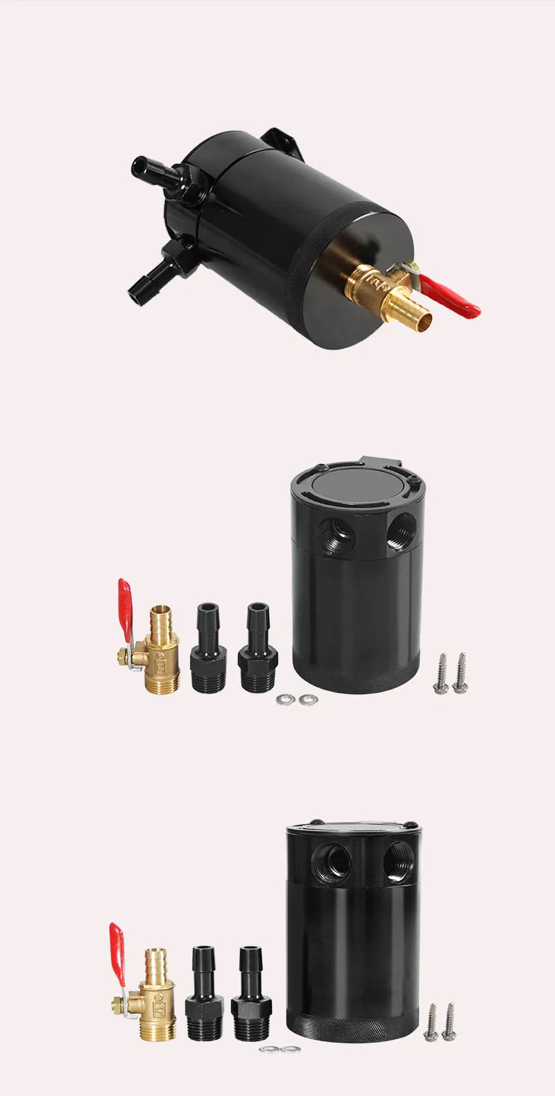 Aluminium automotive oil can with two-hole design in black or silver