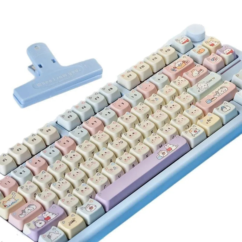 Cat MAO five-sided sublimation PBT custom mechanical keyboard keycaps set in Peekaboo MAO colour
