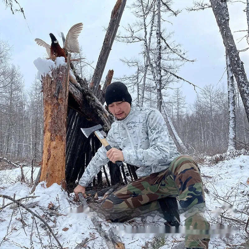 Men's camouflage fleece coat in Scorpion All Terrain colour, windproof outdoor jacket for mountaineering and hiking
