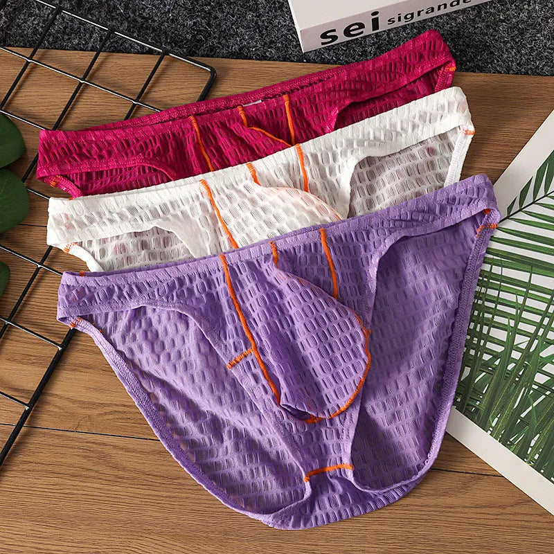Men's low waist lace briefs in five colours - white, black, green, rose red, light purple