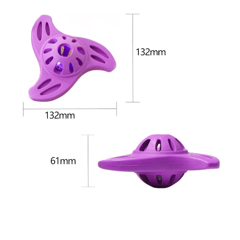 Blue or purple boomerang-shaped bite-resistant chew toy for medium and large dogs.