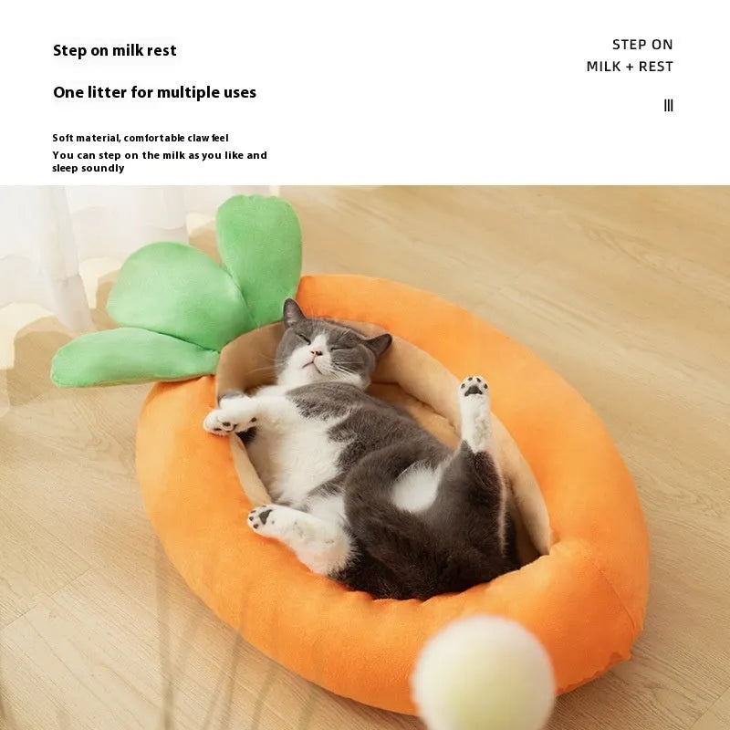 Orange carrot cartoon pattern pet mattress for dogs with removable cover