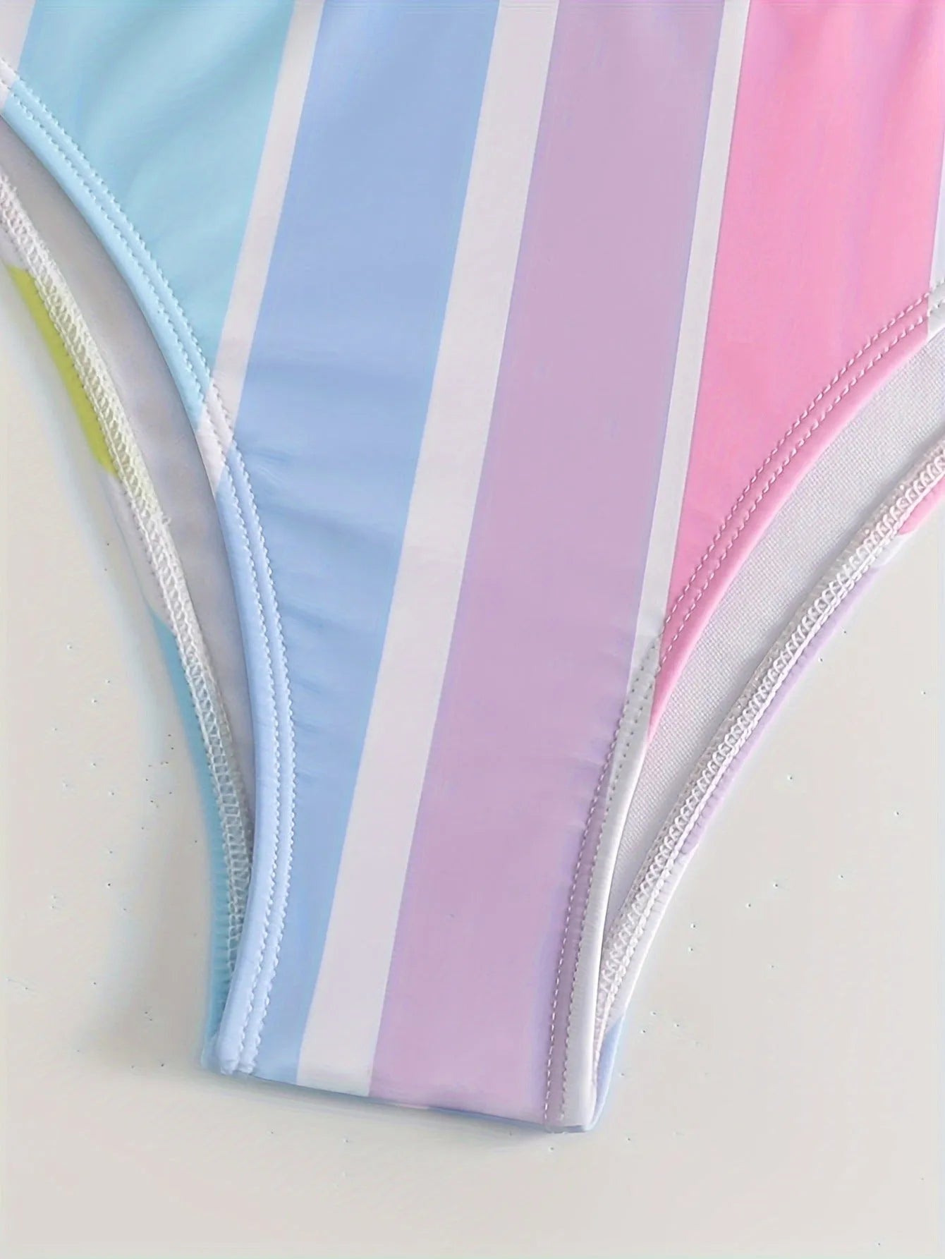 Women's striped bikini set with European style briefs in picture color