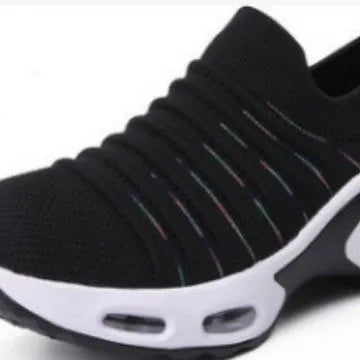 Fly-knit socks shoes in multiple colours with round toe and low heel