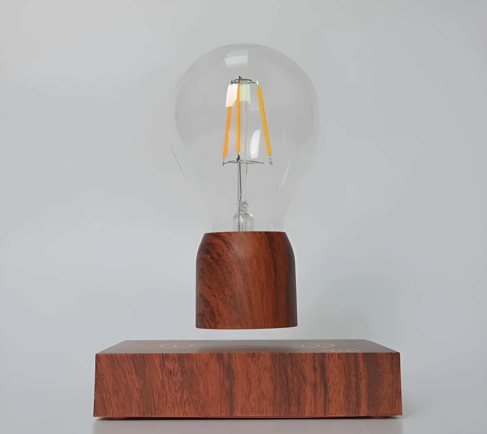 Magnetic levitation floating bulb lamp with imitation wood base