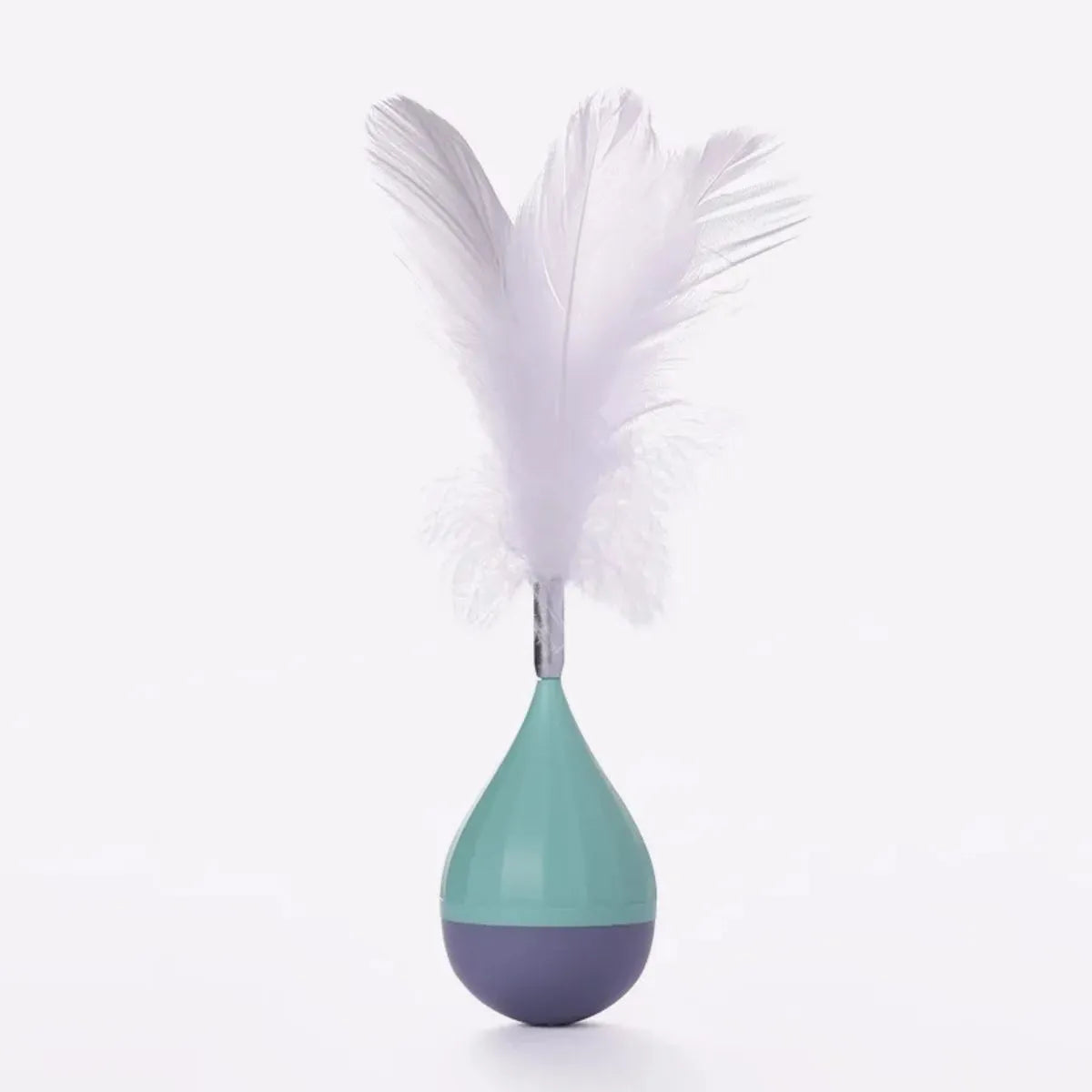 Feather tumbler cat toy with tease stick and self-healing ball in green colour