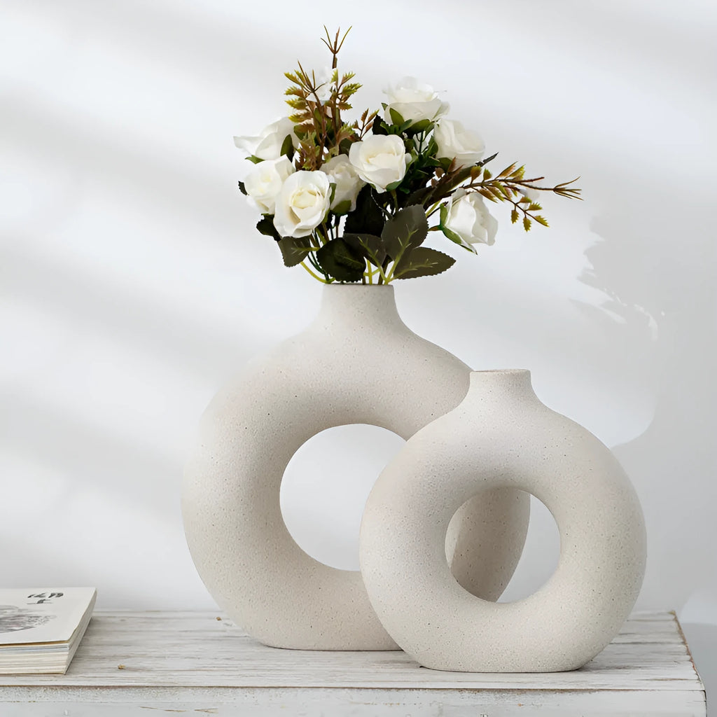 Frosted particle biscuit vase unglazed porcelain flower arranging device in modern style