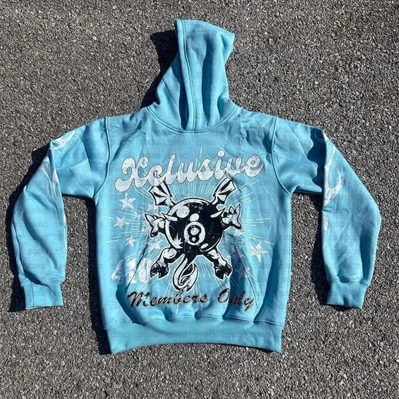 Personalised letter printing loose pullover in black, blue, orange, and pink polyester street hipster style