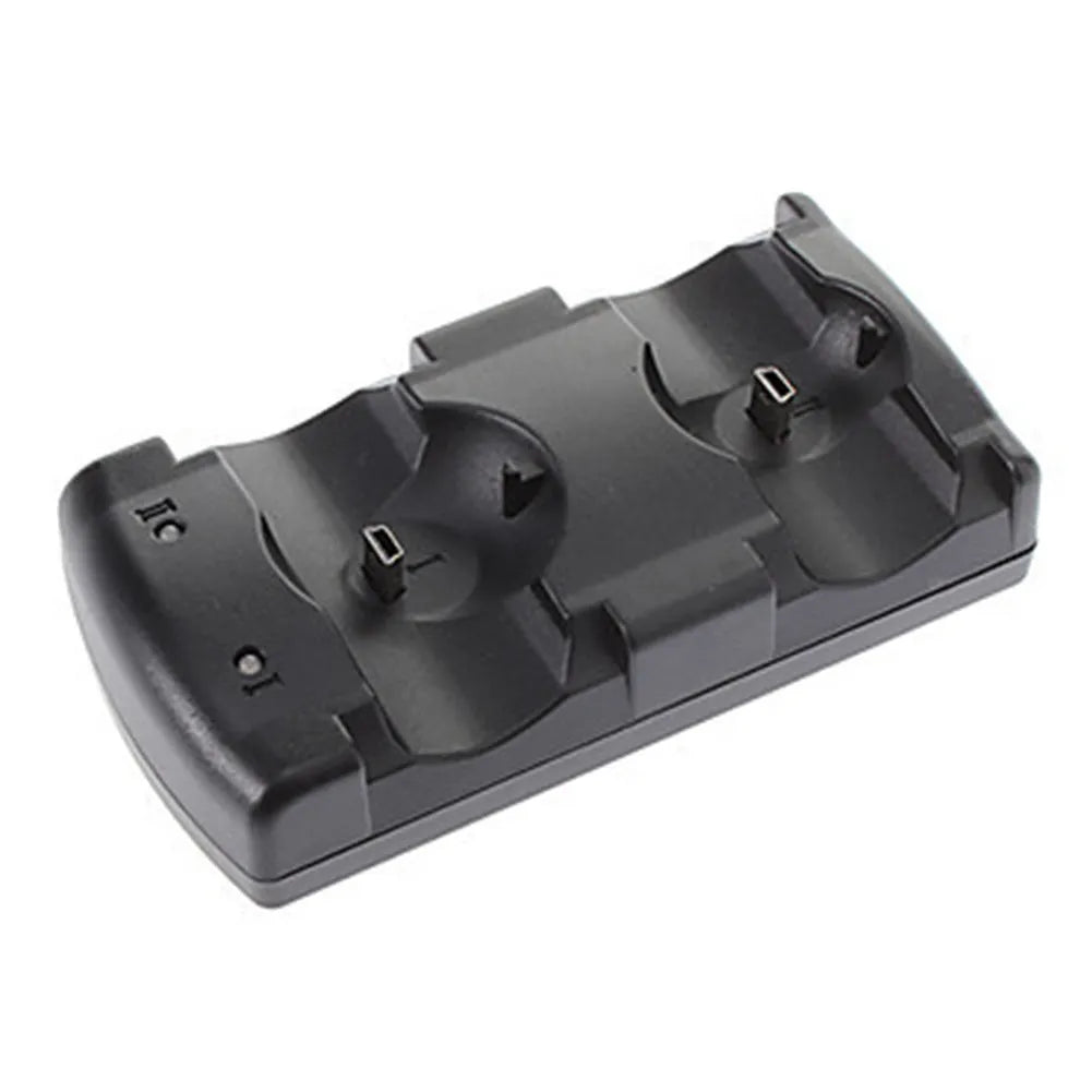 PS3 two-in-one handle base charger for original controllers, black plastic, USB wireless charging stand