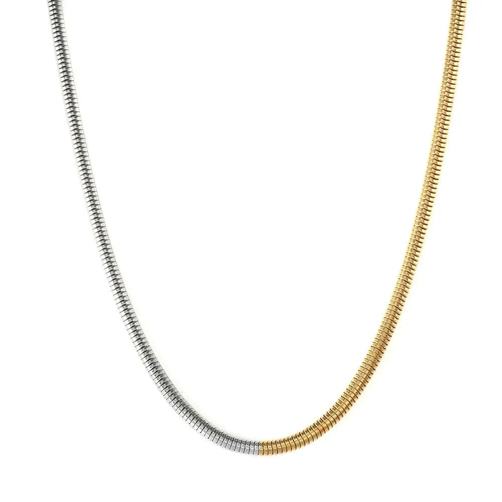 Gold snake bones chain necklace with geometric shapes for women's hip hop fashion