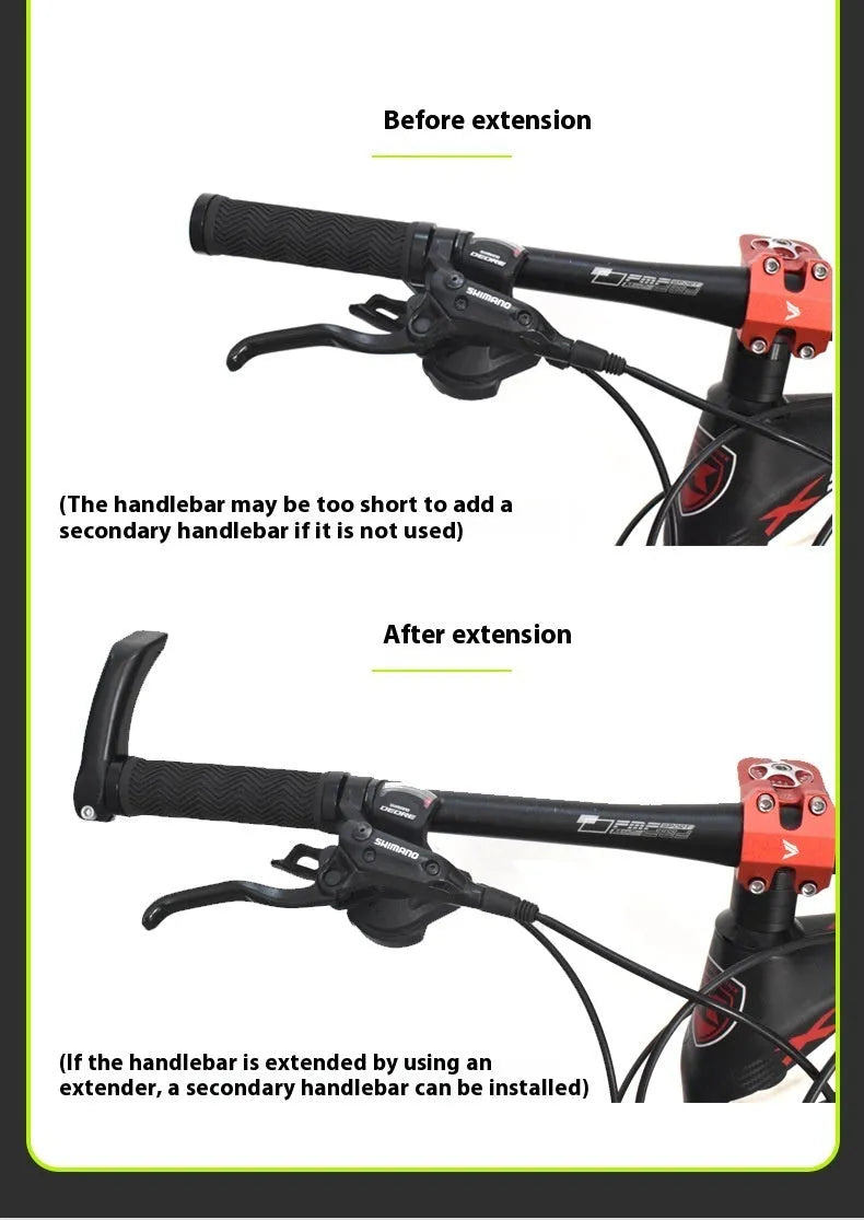 Pair of aluminium alloy bicycle handlebar extension rods with 15-20mm expansion range