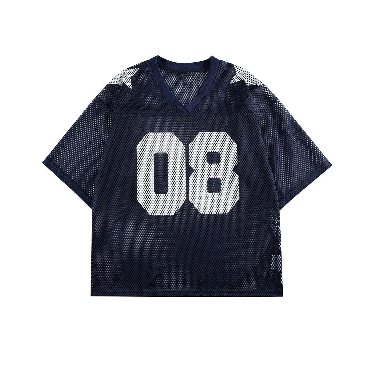 Half sleeve pullover shirt with letter pattern in black and navy blue colours, loose fit design