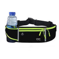 Waterproof Oxford cloth running belt bag in black with multiple pockets and waist strap