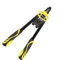 Yellow 13-inch manual rivet gun with three nozzle tips for 3.2mm 4.0mm 4.8mm rivets