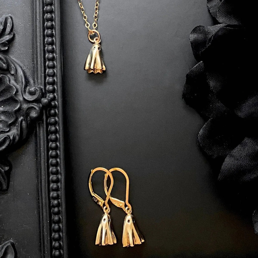 Ghost pendant necklace with stainless steel chain in three style options