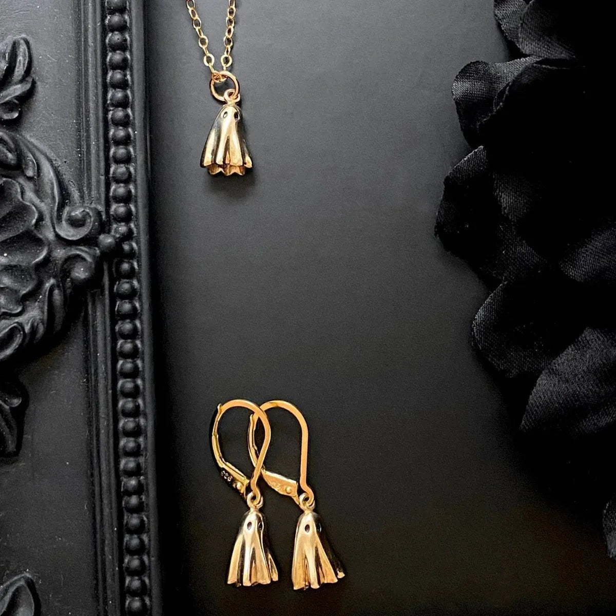 Ghost pendant necklace with stainless steel chain in three style options