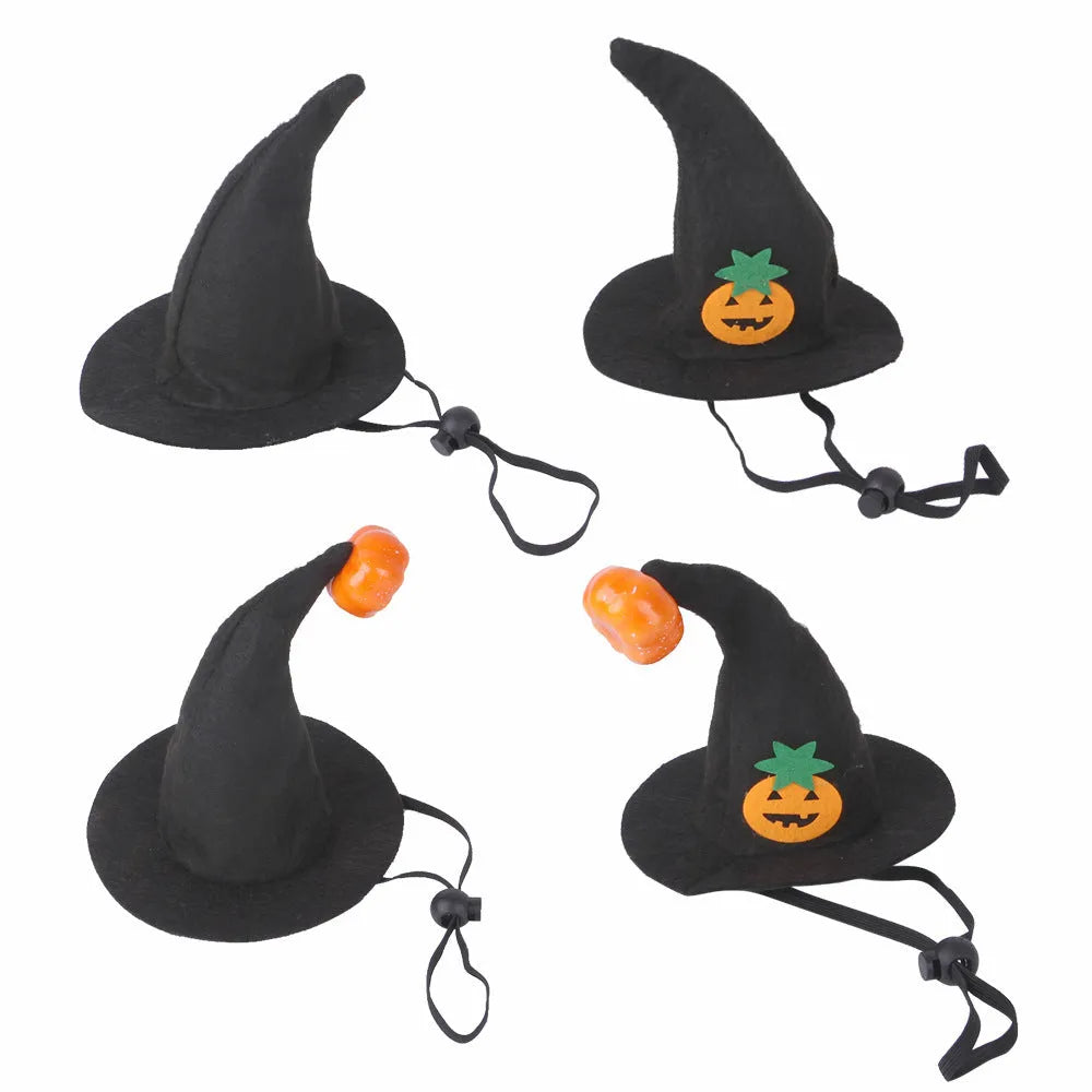 Pet cat Halloween pumpkin hat made of cloth with embossing, free size, in corner cap style