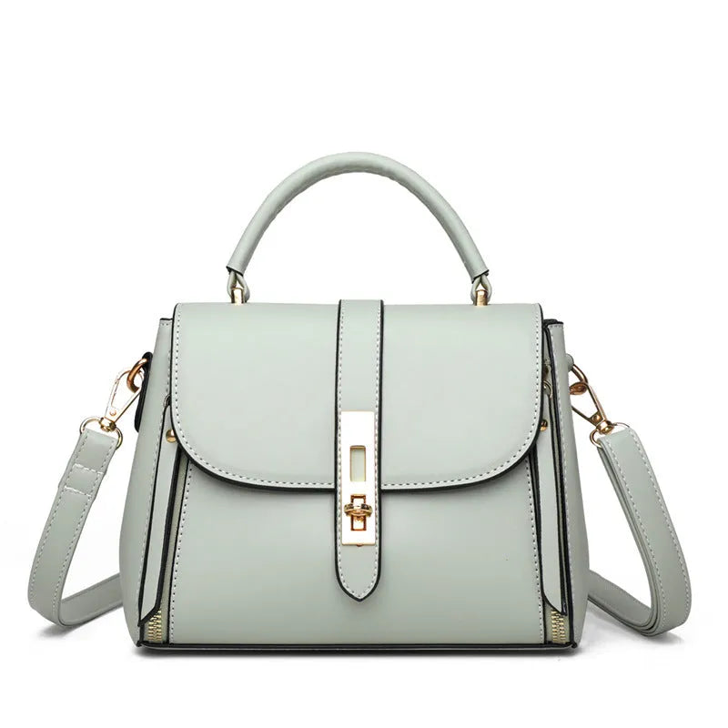 Soft black PU leather women's messenger bag with a single strap, shown in a square vertical shape.