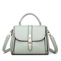 Soft black PU leather women's messenger bag with a single strap, shown in a square vertical shape.