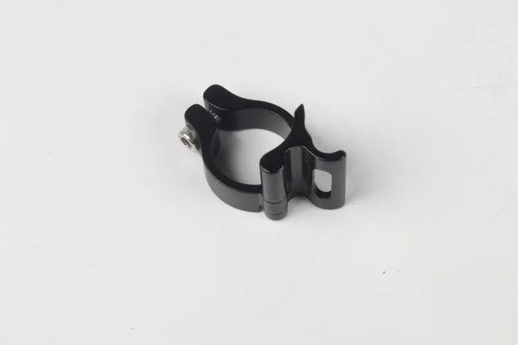 Black aluminium alloy vehicle clamp ring with a 28.6mm diameter for cable management.